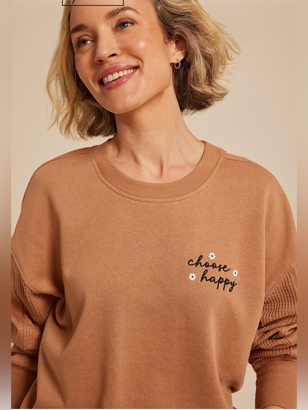 Maurices Rust Waffle Sleeve Crewneck Sweatshirt ptp 22 length 25